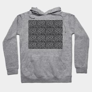 Black Ink Labyrinth Outlined in White Ink Hoodie